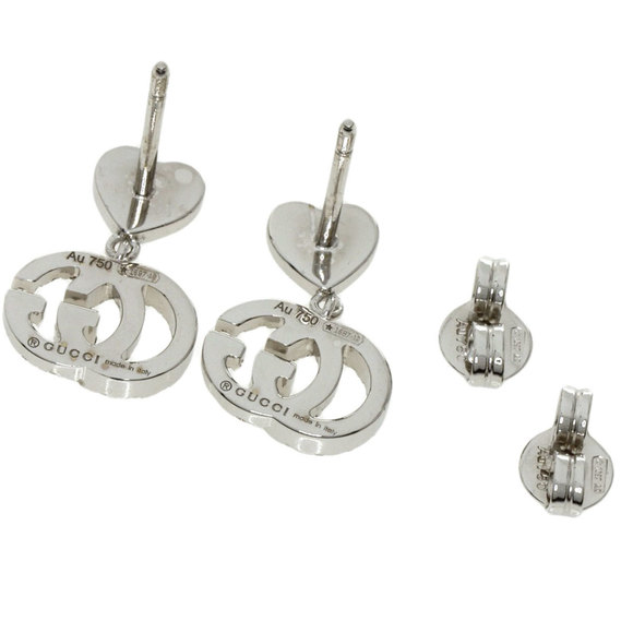 GUCCI GG running diamond earrings K18 white gold ladies - Picture 2 of 4